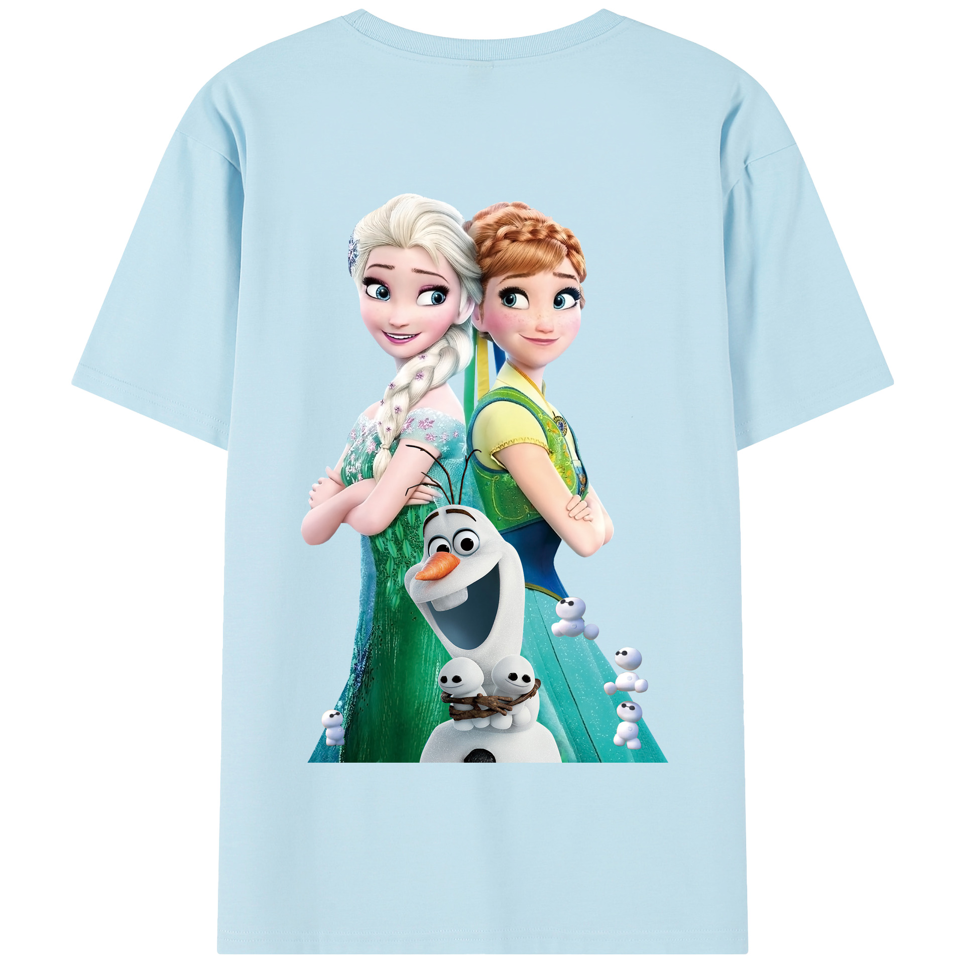 （画像用） アナと雪の女王 アンナ エルサ Frozen Anna Elsa 綿100％半袖Tシャツ（背面プリント）